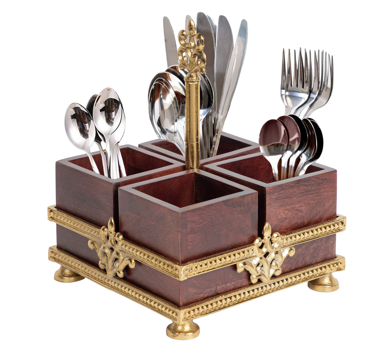 Aakrit S/4 Wooden Cutlery Holder