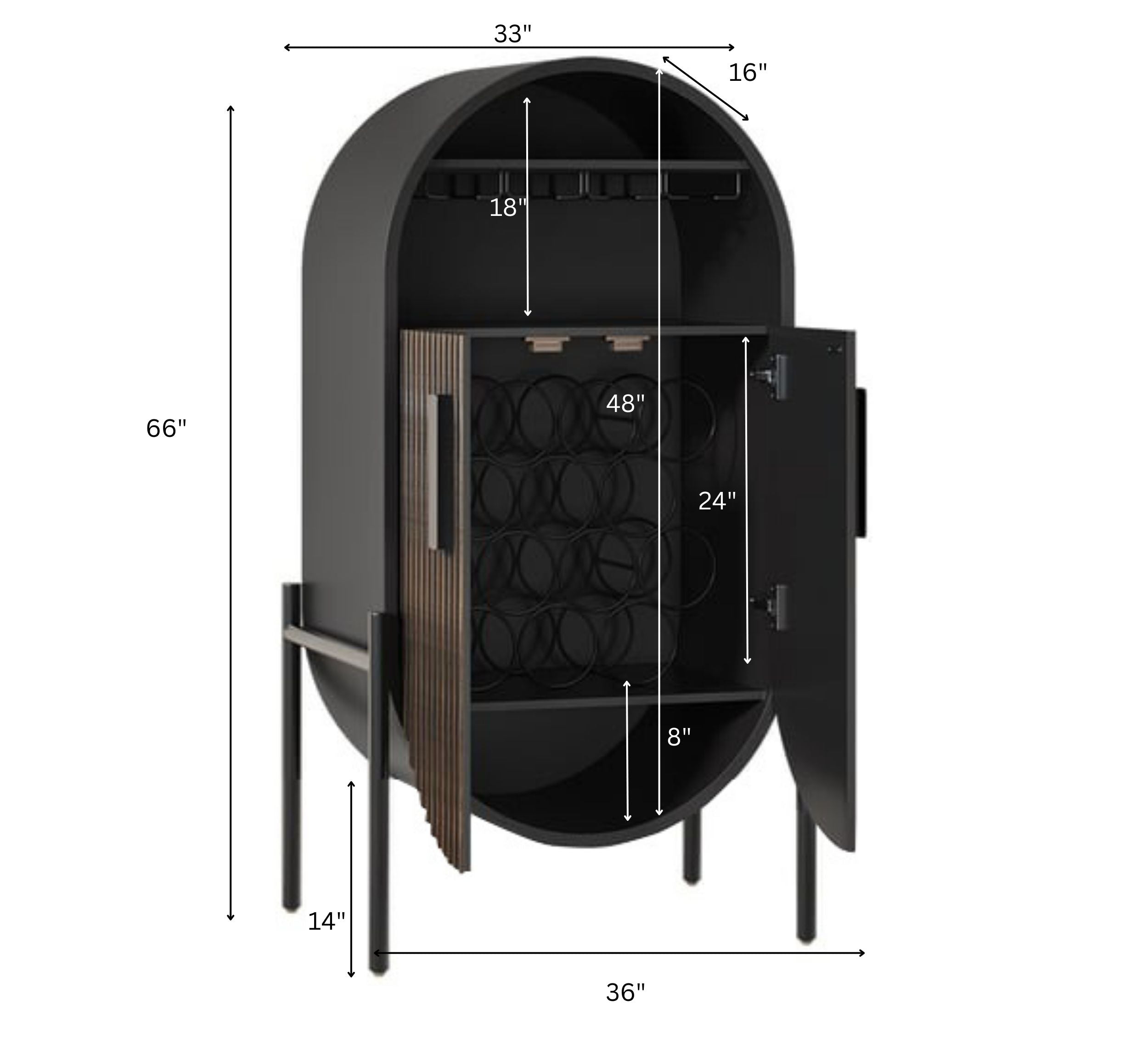 Flute Wooden Bar Cabinet