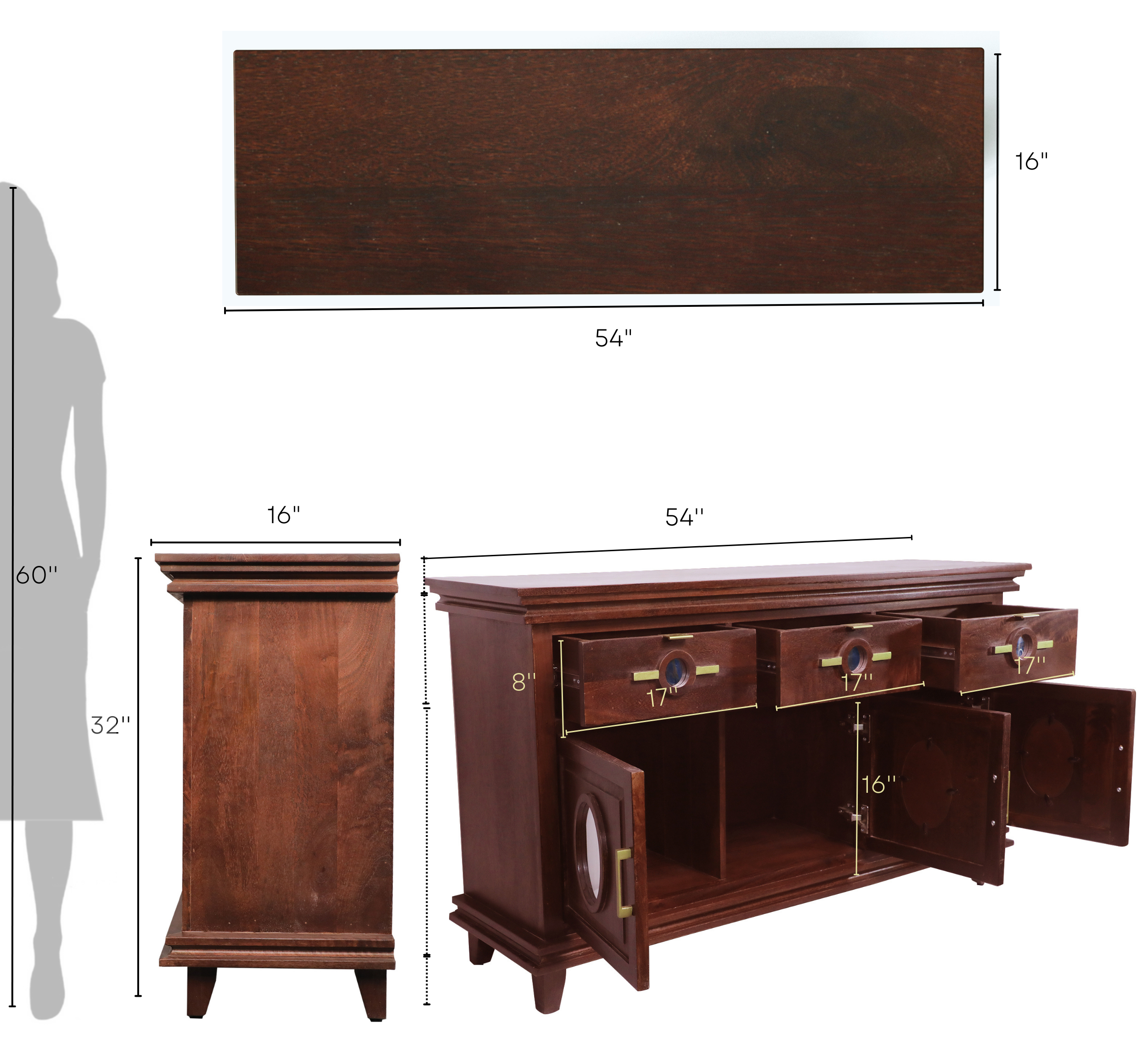 Ethan Wooden 54" Sideboard