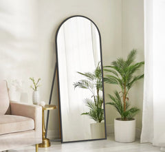 Arched Metal Floor Mirror with Stand