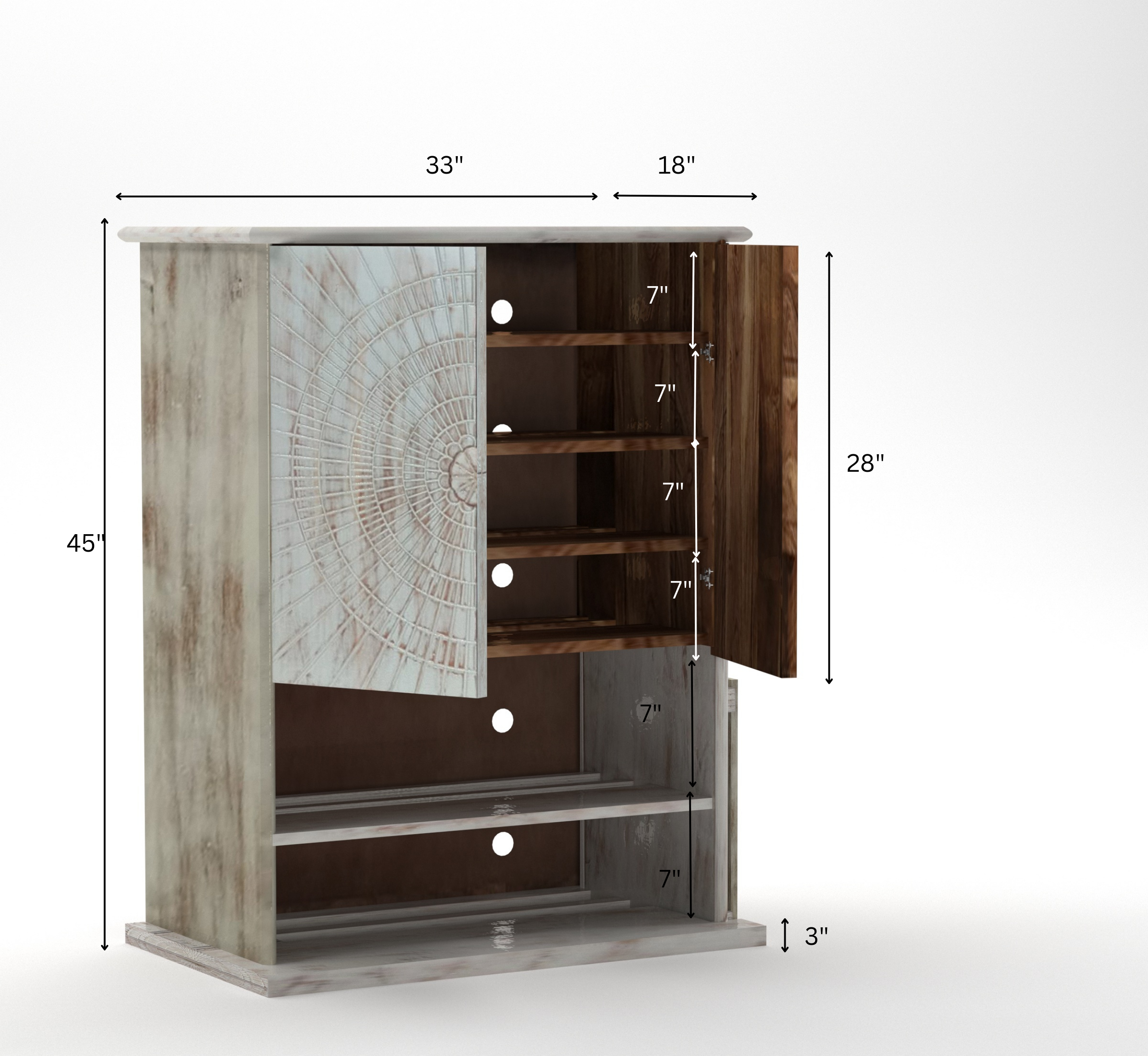 Rising Wooden 6-Tier Shoe Cabinet