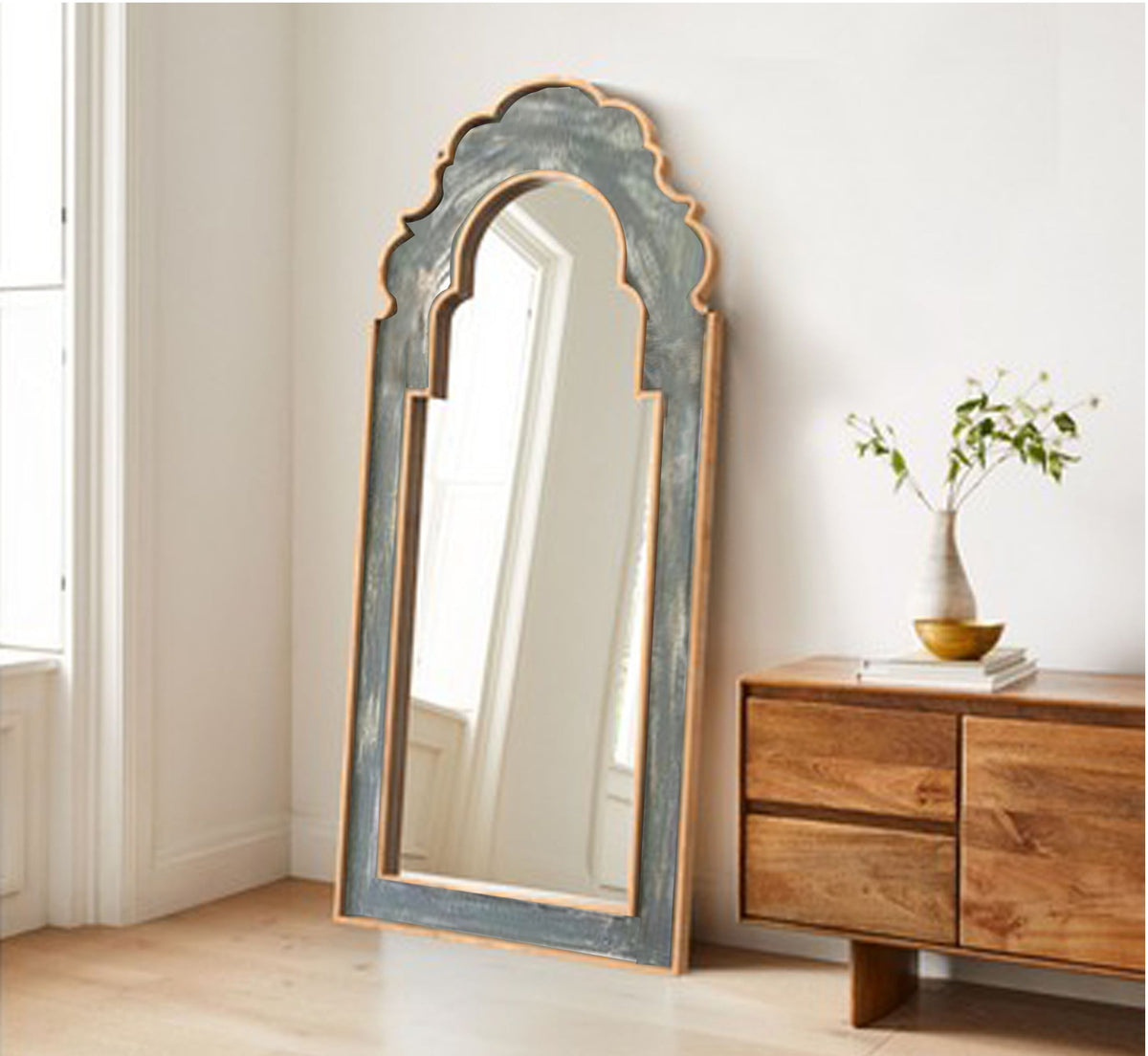 Jharokha Arched Wooden 6FT Mirror