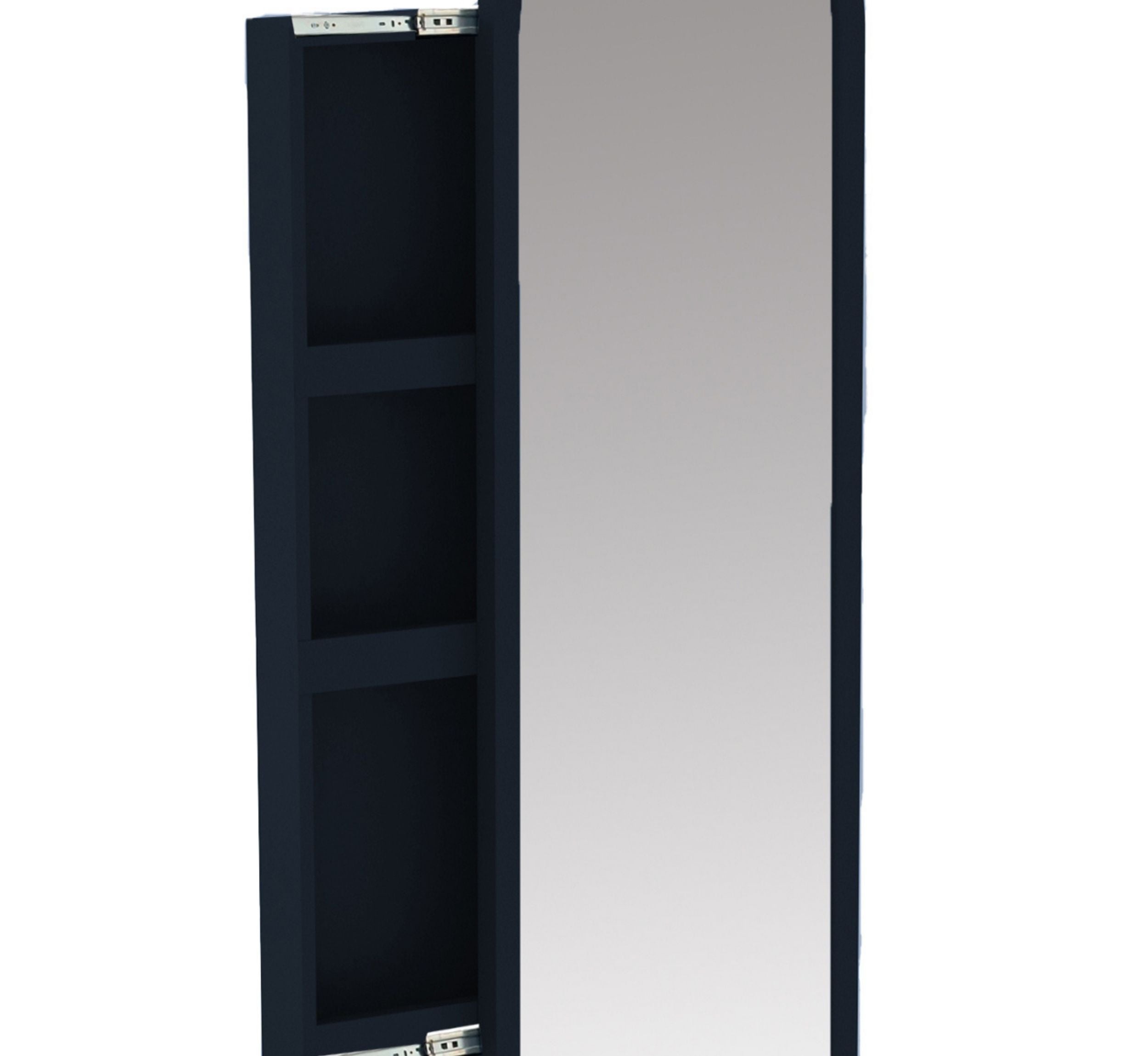 Arched Wooden Full-Length Mirror with Storage_Bold Black