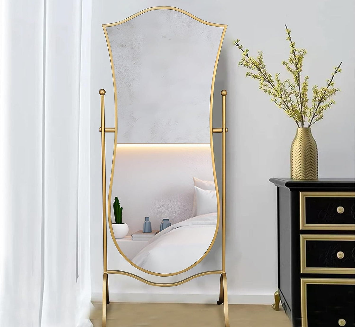 Luxe Cheval Metal Full-length Mirror with Stand