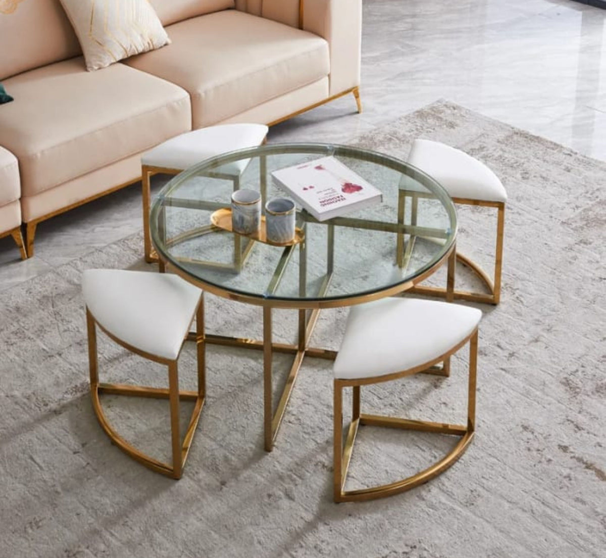 Adya Metal Nesting Centre Tables with Seating