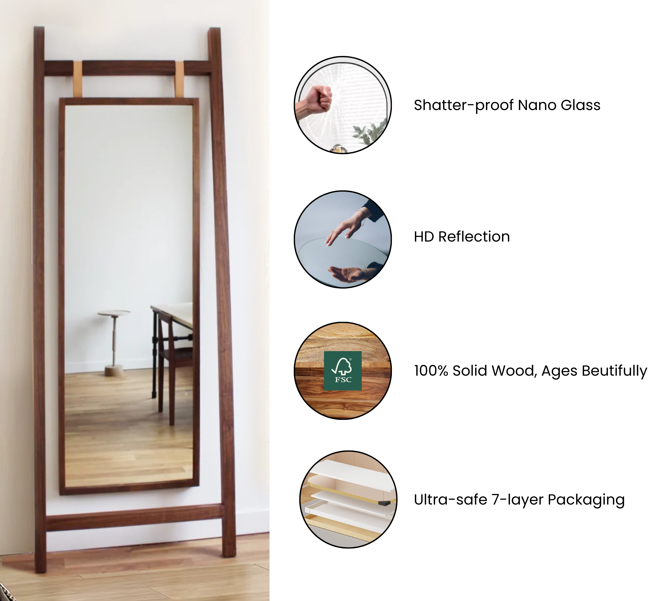 Elevated Wooden 6FT Mirror