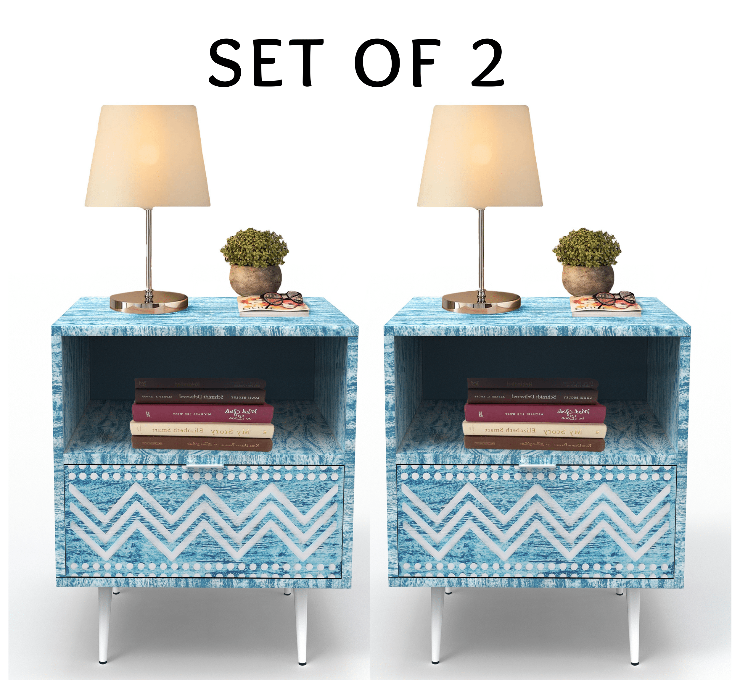 CORSICA DESIGNS Bedsides Set of 2 Verve Wooden Bedside Table