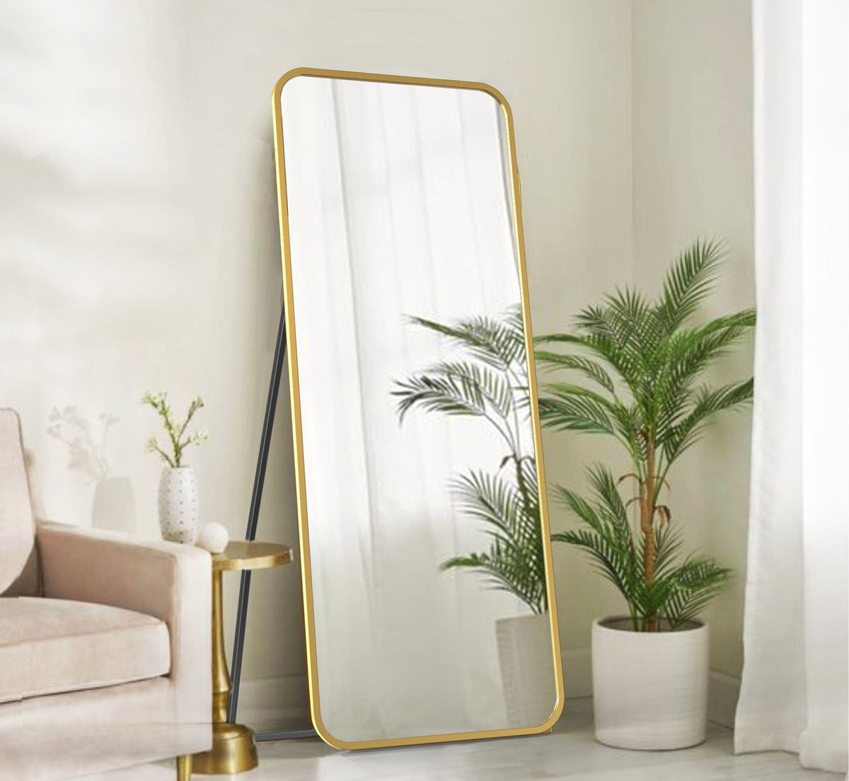 CORSICA DESIGNS Mirrors Mile Metal Floor Mirror with Stand