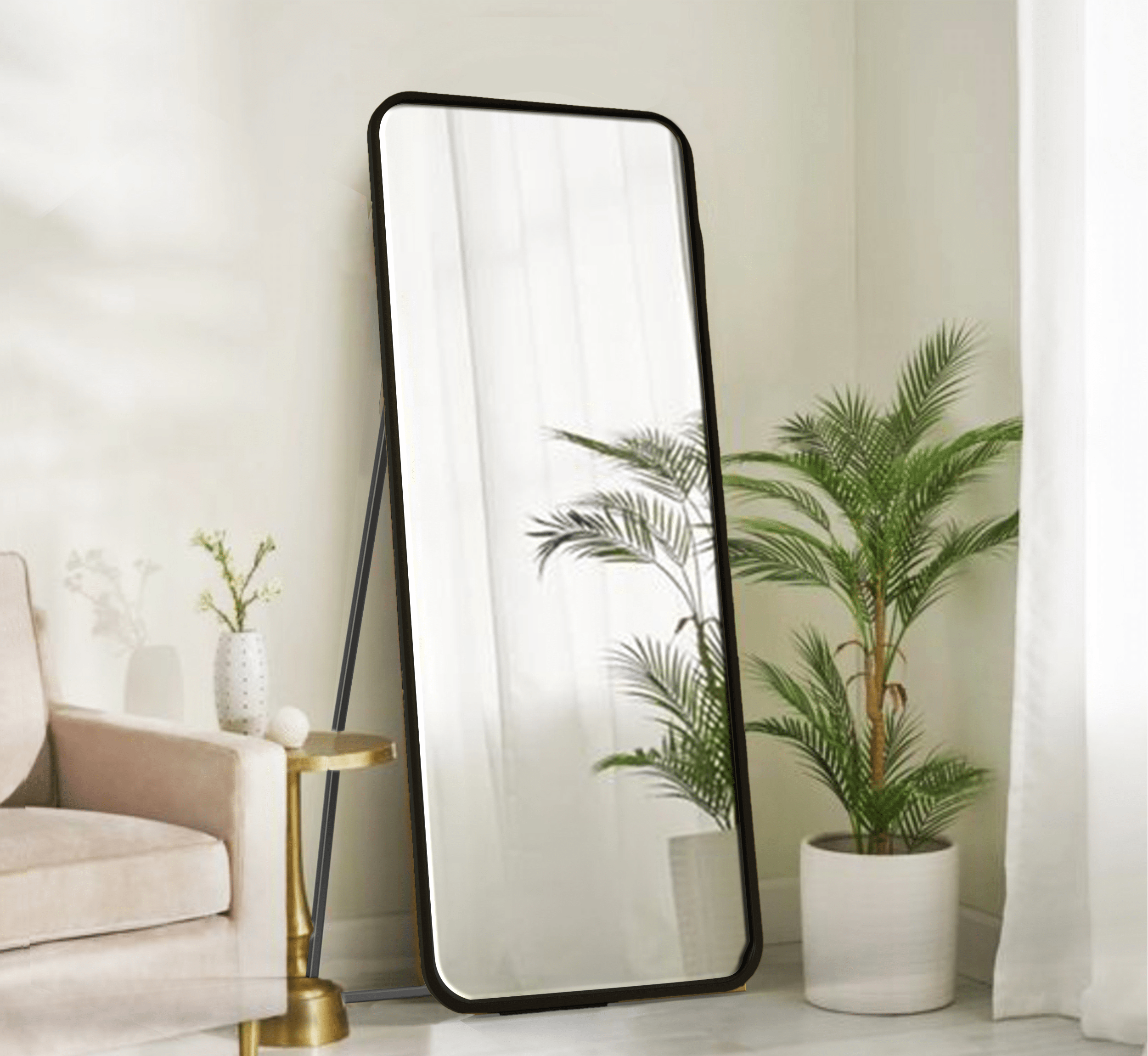 CORSICA DESIGNS Mirrors Mile Metal Floor Mirror with Stand