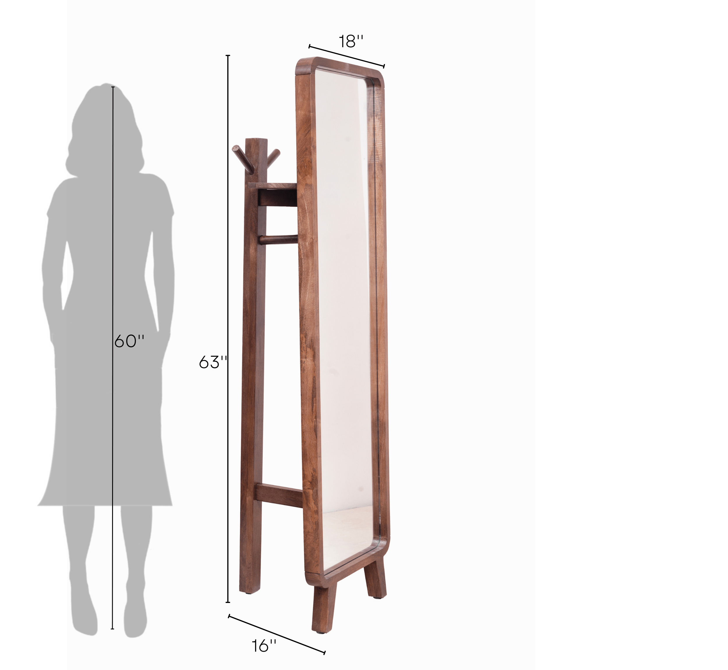 CORSICA DESIGNS Mirrors Ohana Wooden Coat-hanger Full-length Mirror with Stand