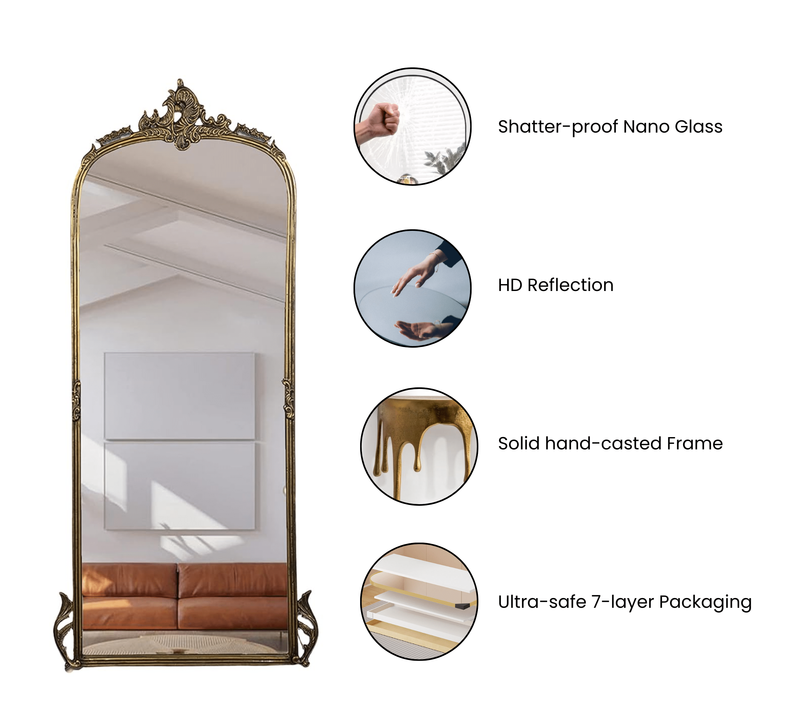 CORSICA DESIGNS Mirrors Victorian Arched Full-length Mirror