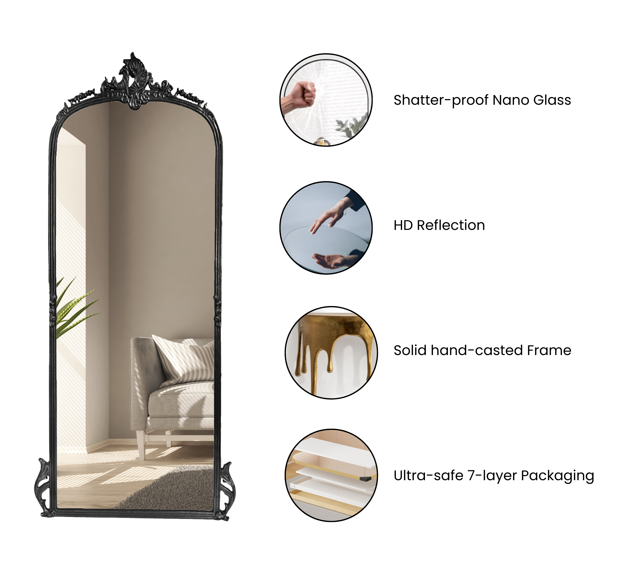 CORSICA DESIGNS Mirrors Victorian Arched Full-length Mirror