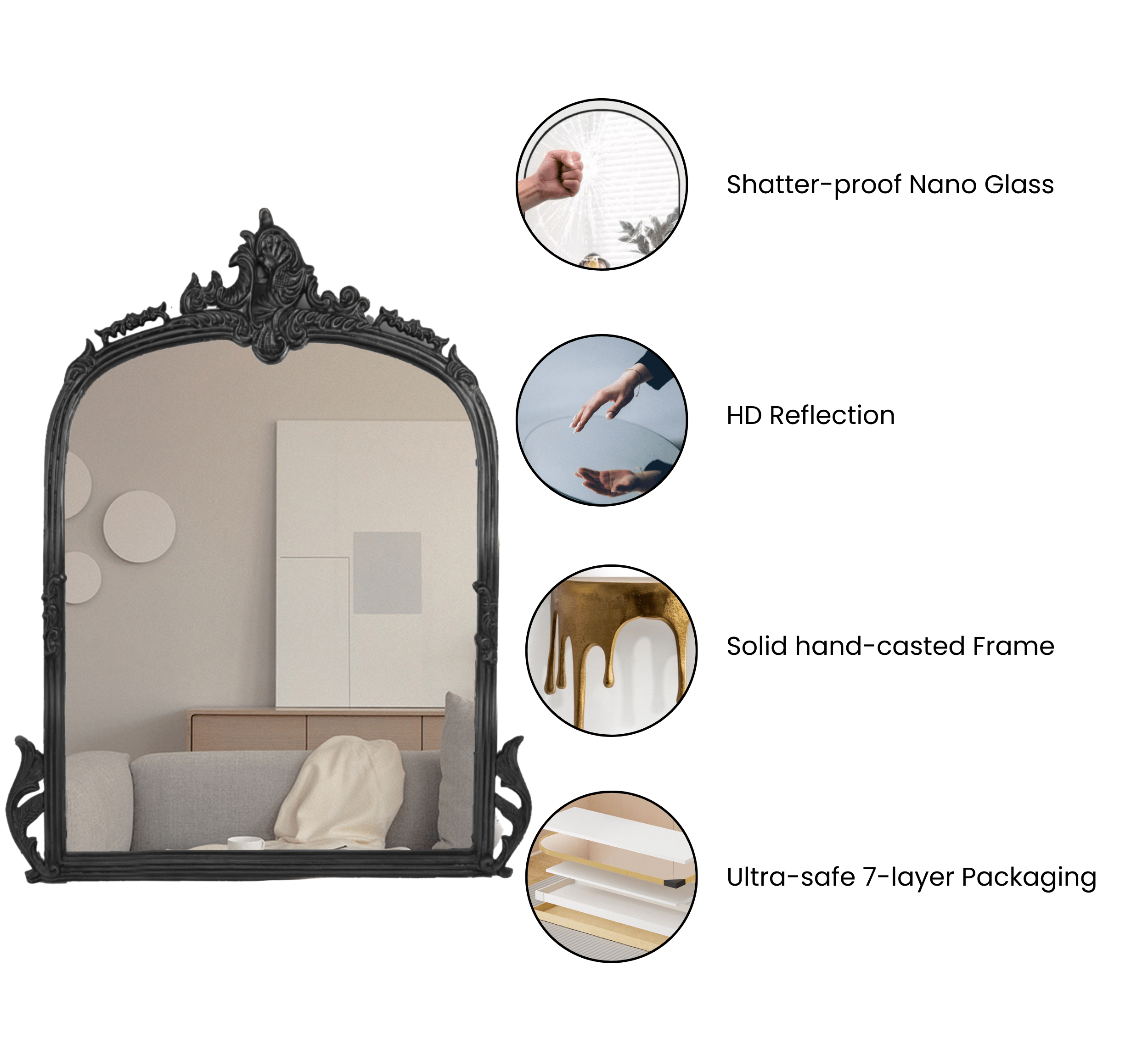 CORSICA DESIGNS Mirrors Victorian Arched Wall Mirror