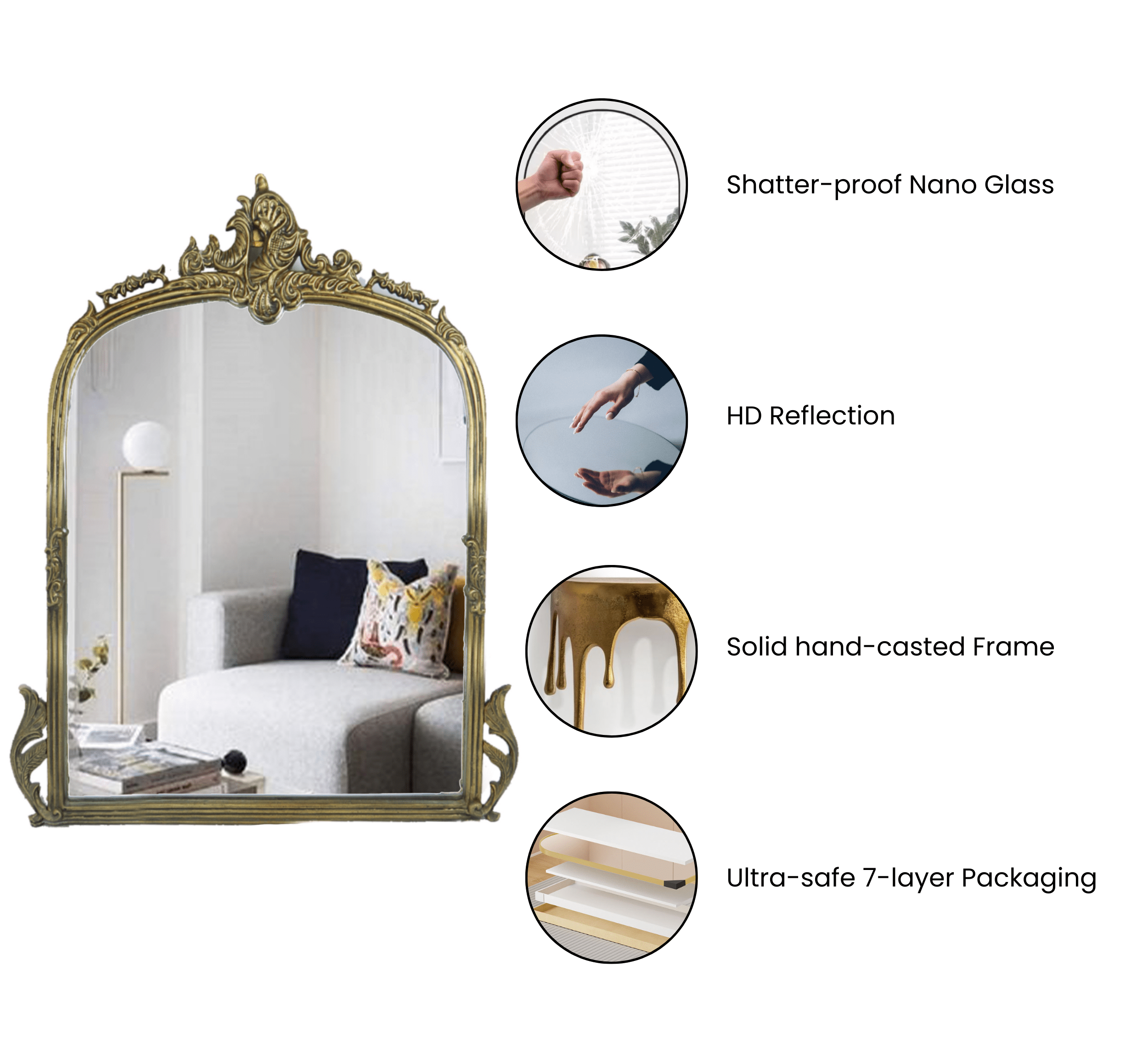 CORSICA DESIGNS Mirrors Victorian Arched Wall Mirror