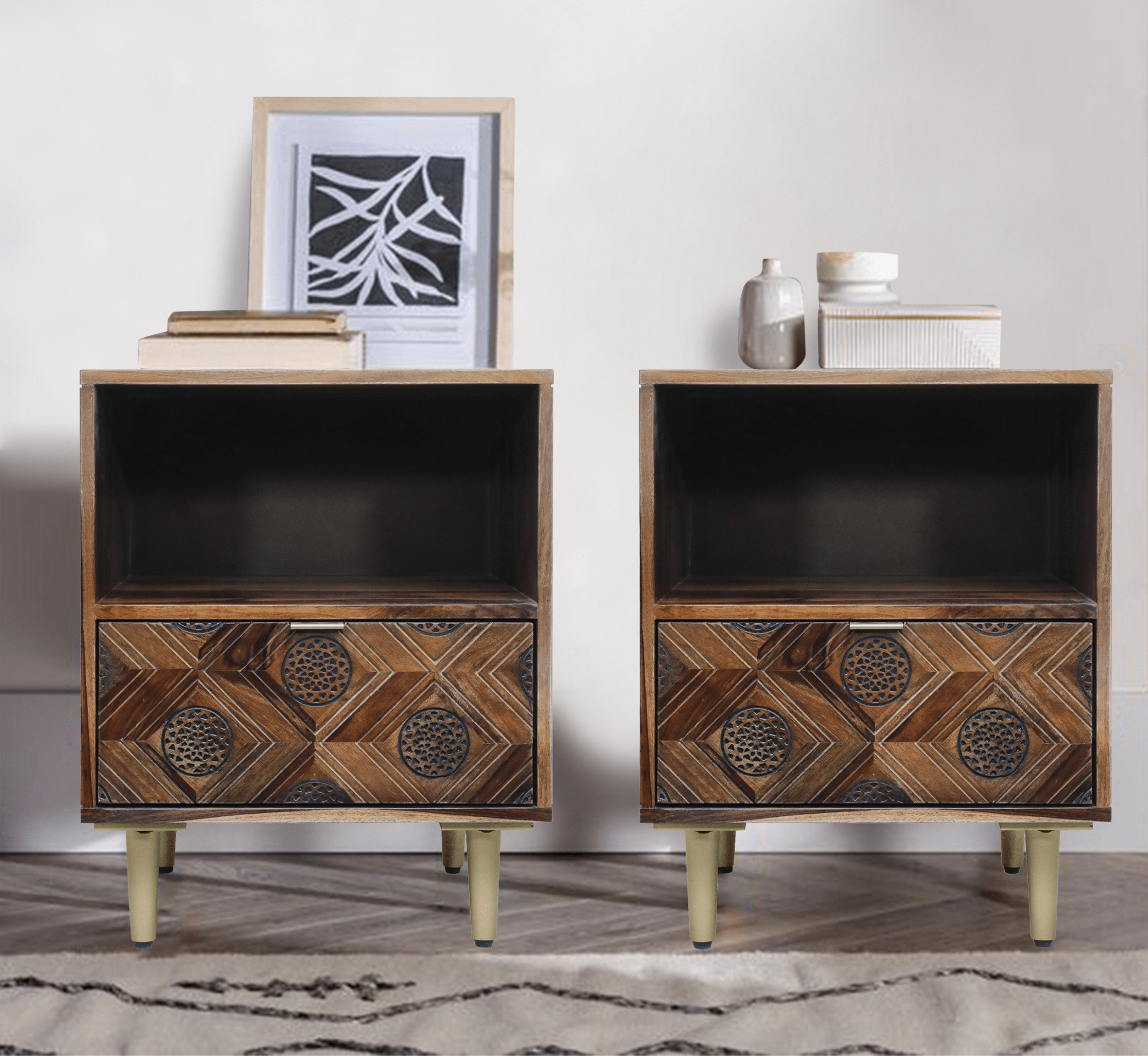 CORSICA DESIGNS Nightstands Mitika Wooden Bedside Table