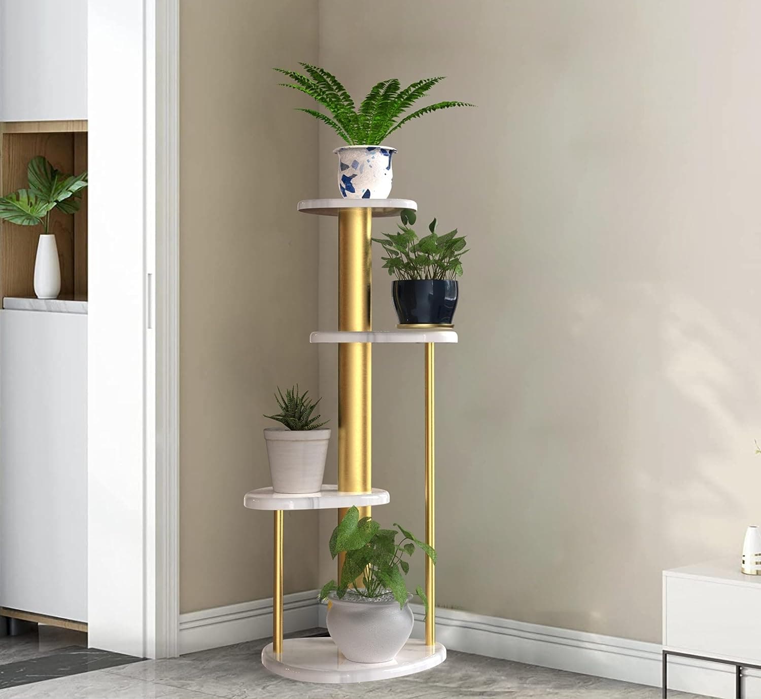 CORSICA DESIGNS Planters Ohana 4-Tier Marble Planter Stand