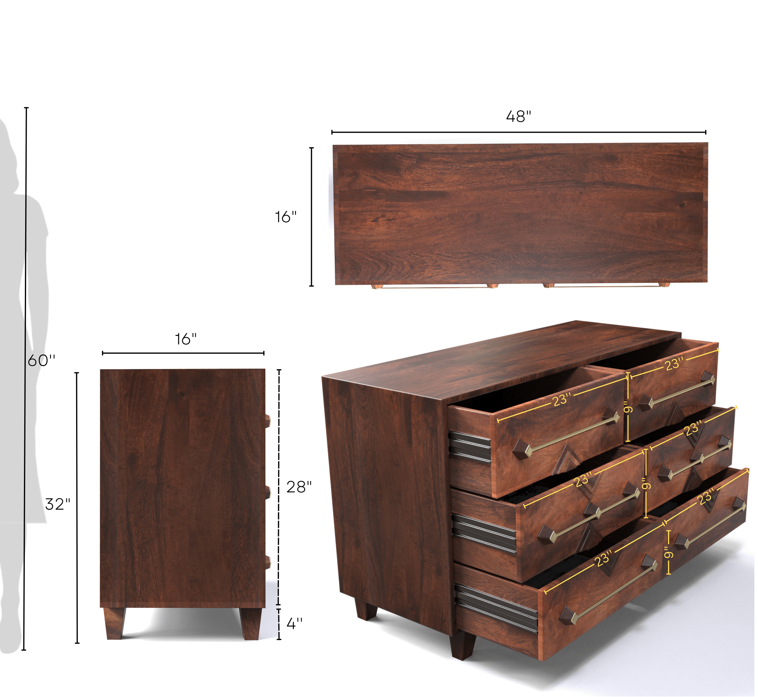 CORSICA DESIGNS Storage Cabinets Luxe Wooden Chest of Drawers